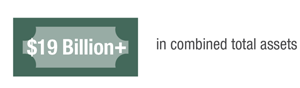 $19 Billion + in combined total assets.